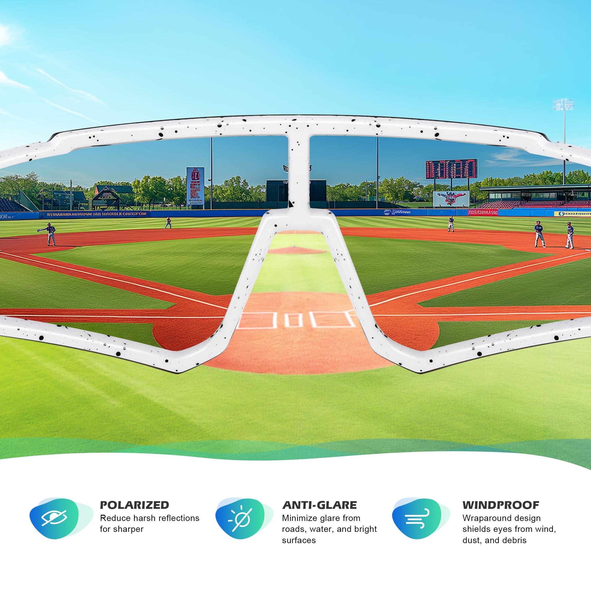 Fanshen Gafas de sol de béisbol para niños y niñas de 3 a 12 años, polarizadas, deportivas, juveniles, béisbol, sóftbol, protección UV