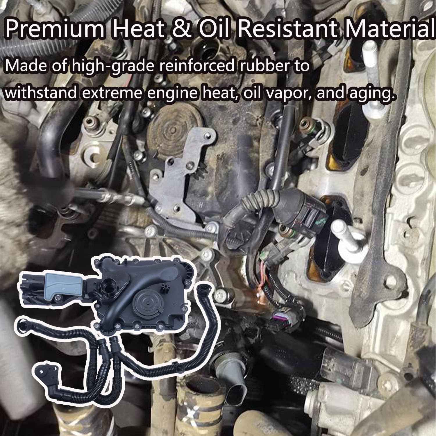 Engine Crankcase Vent Valve Oil Separator with Hose Tube PCV Valve Compatible with Audi A4 A5 A6 A7 A8 Q5 Q7 Touareg 3.0T 3.0TFSI Replace 06E103547AC 06E103547AH
