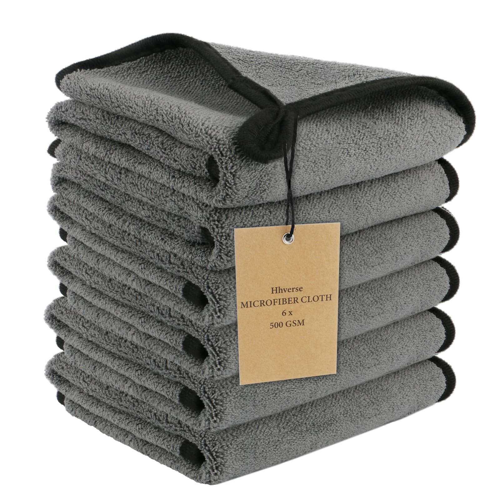 Hhverse Mikrofasertücher Auto 6 Stück Autopflege 30x40CM 500GSM Microfasertuch Trockentuch Auto Superstarke Wasseraufnahme und Weich Mikrofasertuch für Autoreinigung, Polieren, Trocknen, Pflege