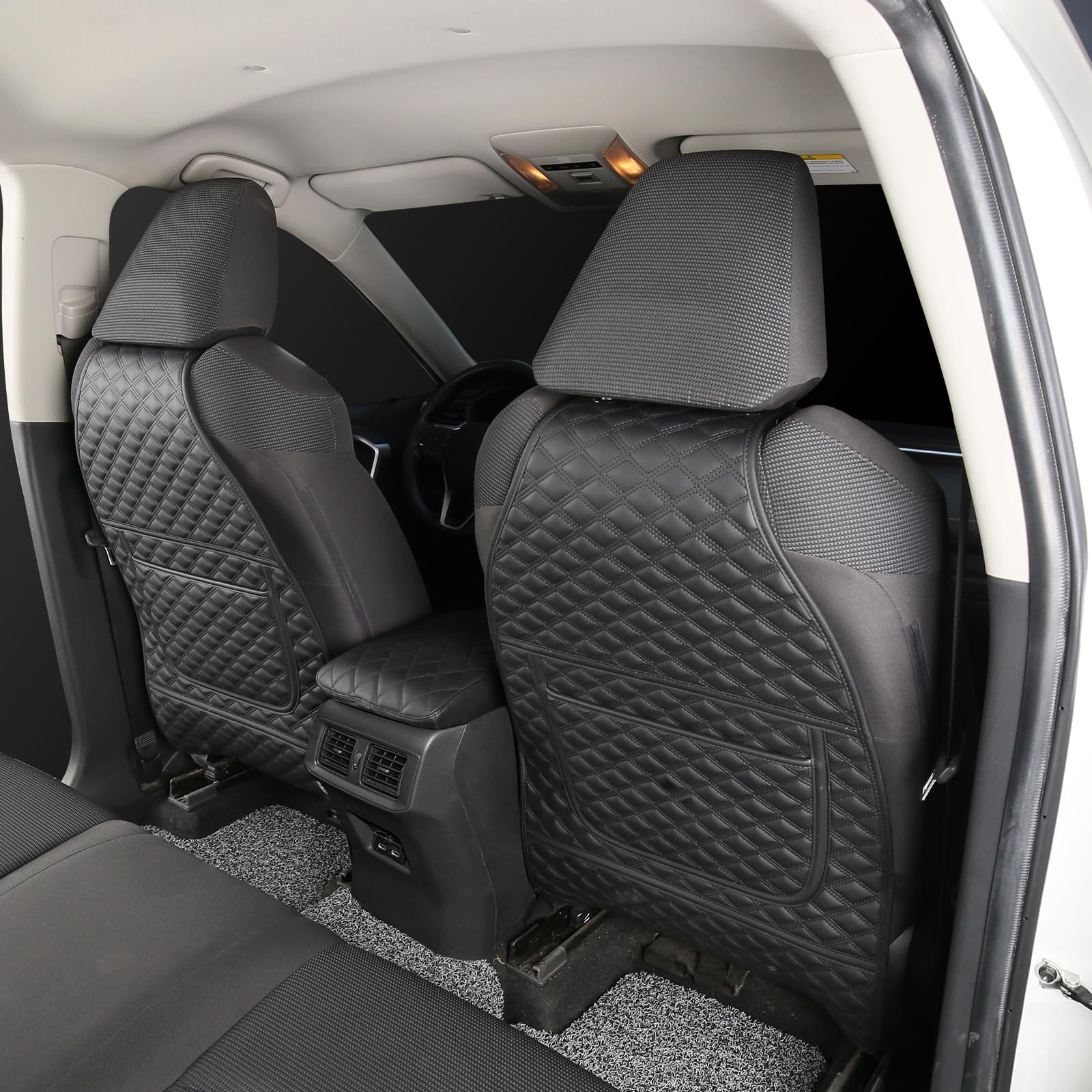 CZCGYDY Protector de asiento trasero para Toyota RAV4 2019 2020 2021 2022 2023, protector de cuero para asiento de coche para niños con bolsillo organizador, resistente al desgaste, impermeable, fácil
