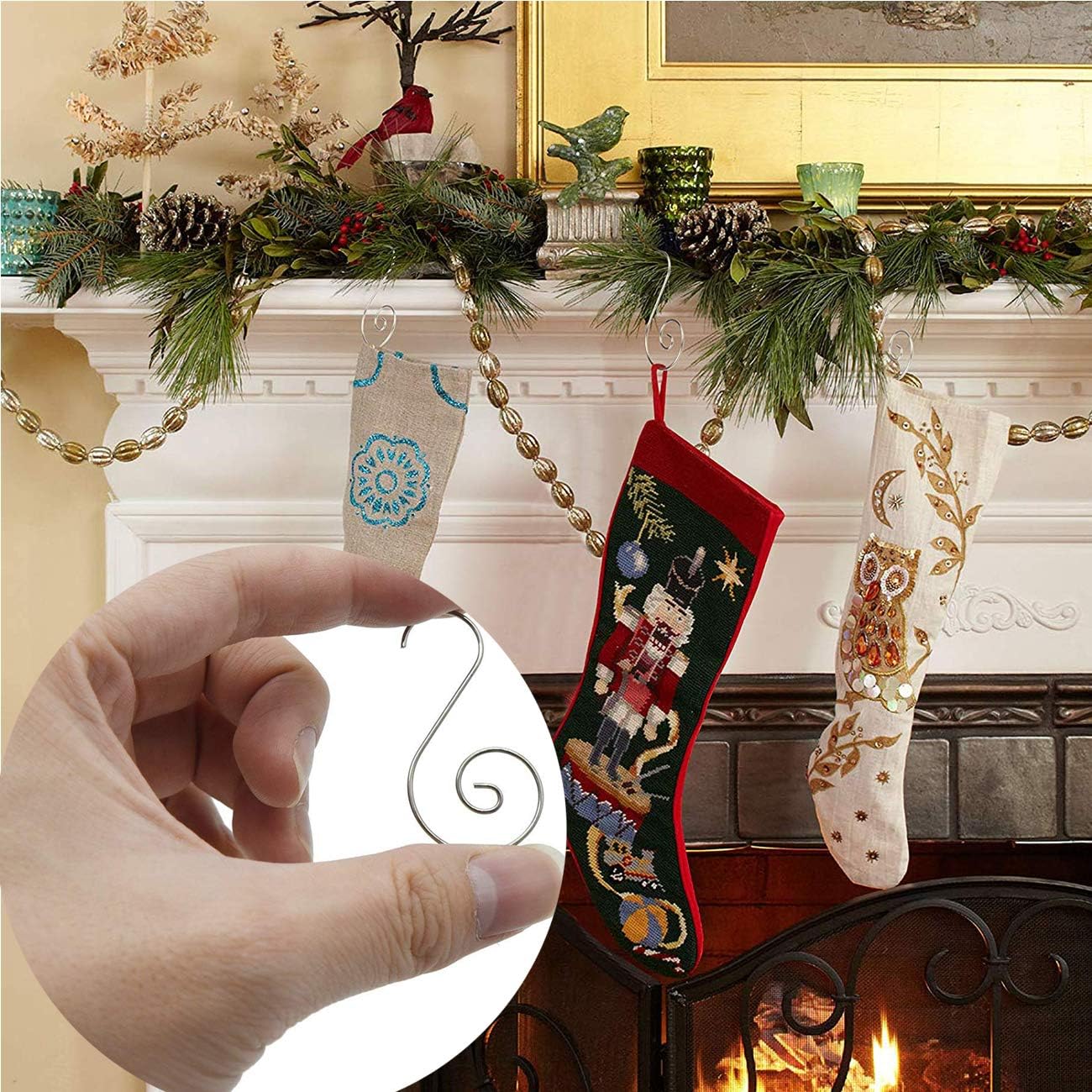 200PCS Christmas Ornament Hooks Christmas Tree Ornament Hanger Metal Wire Hanging Hook for Xmas Tree Xmas Balls Party Decor (Gold)