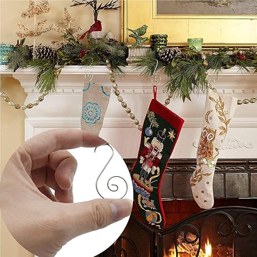 Miniatura 8 de 120 ganchos de metal para decoración de árbol de Navidad con forma de S, para bailes y decoración de fiestas Dorado