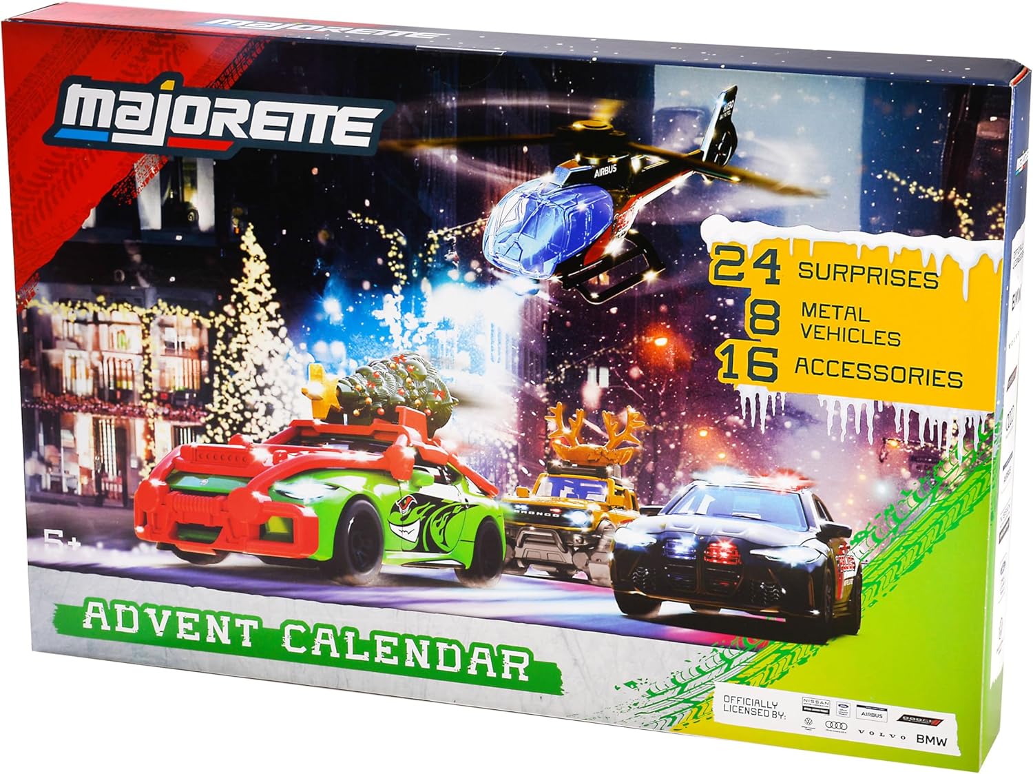 Majorette - Advent Calendar 2025, 24 Surprises, 8 Metal Vehicles in 1:64 Scale, 16 Accessories, 8504107000