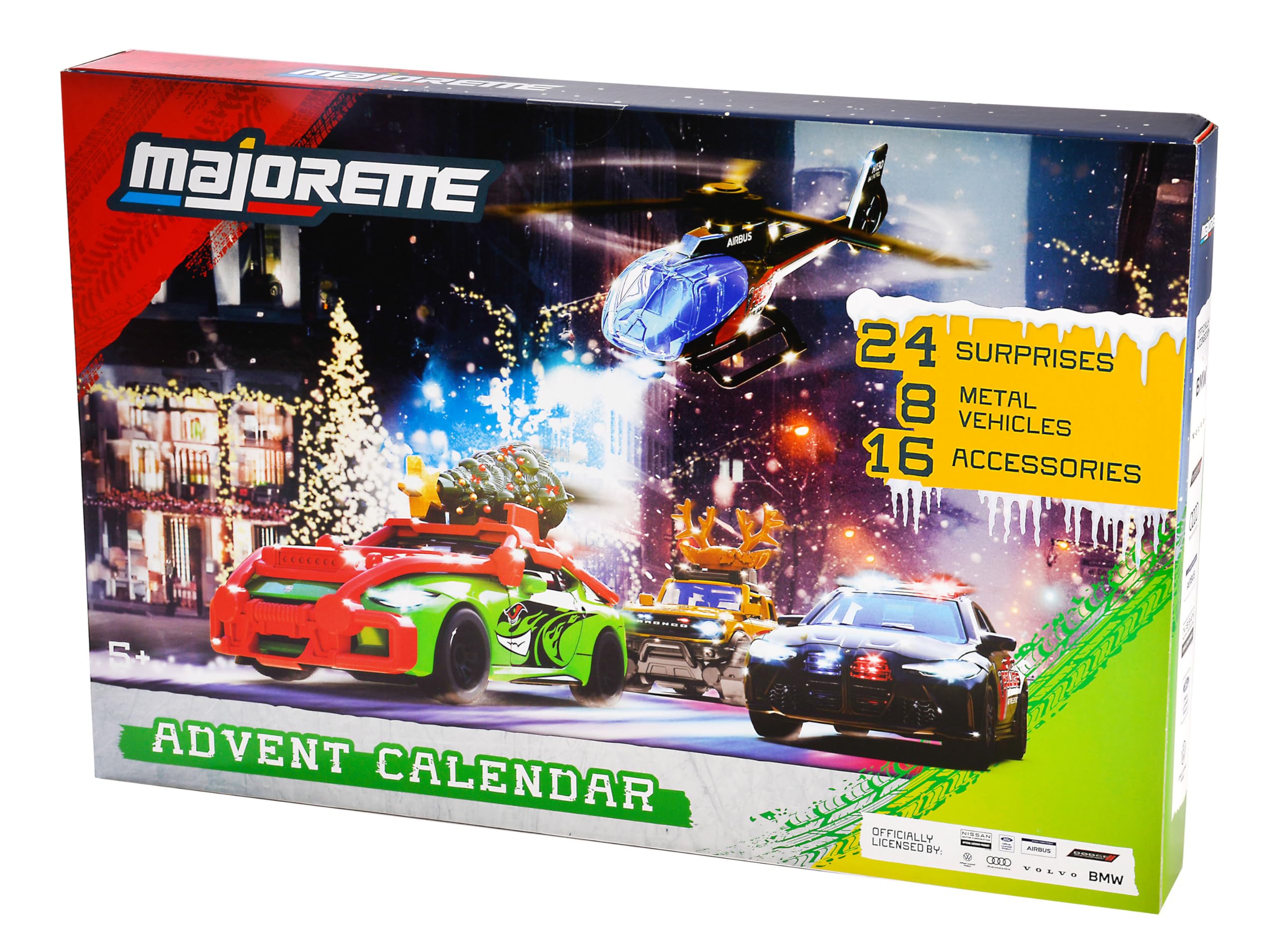 Majorette, Calendario de Adviento, Set de 8 Coches, Metal, 7,5 cm, Piezas de Taller, Accesorios Tuning, Pegatinas, Diorama Incluido, Caja Decorada, Ideal para Regalar, 3 años (8504107000)