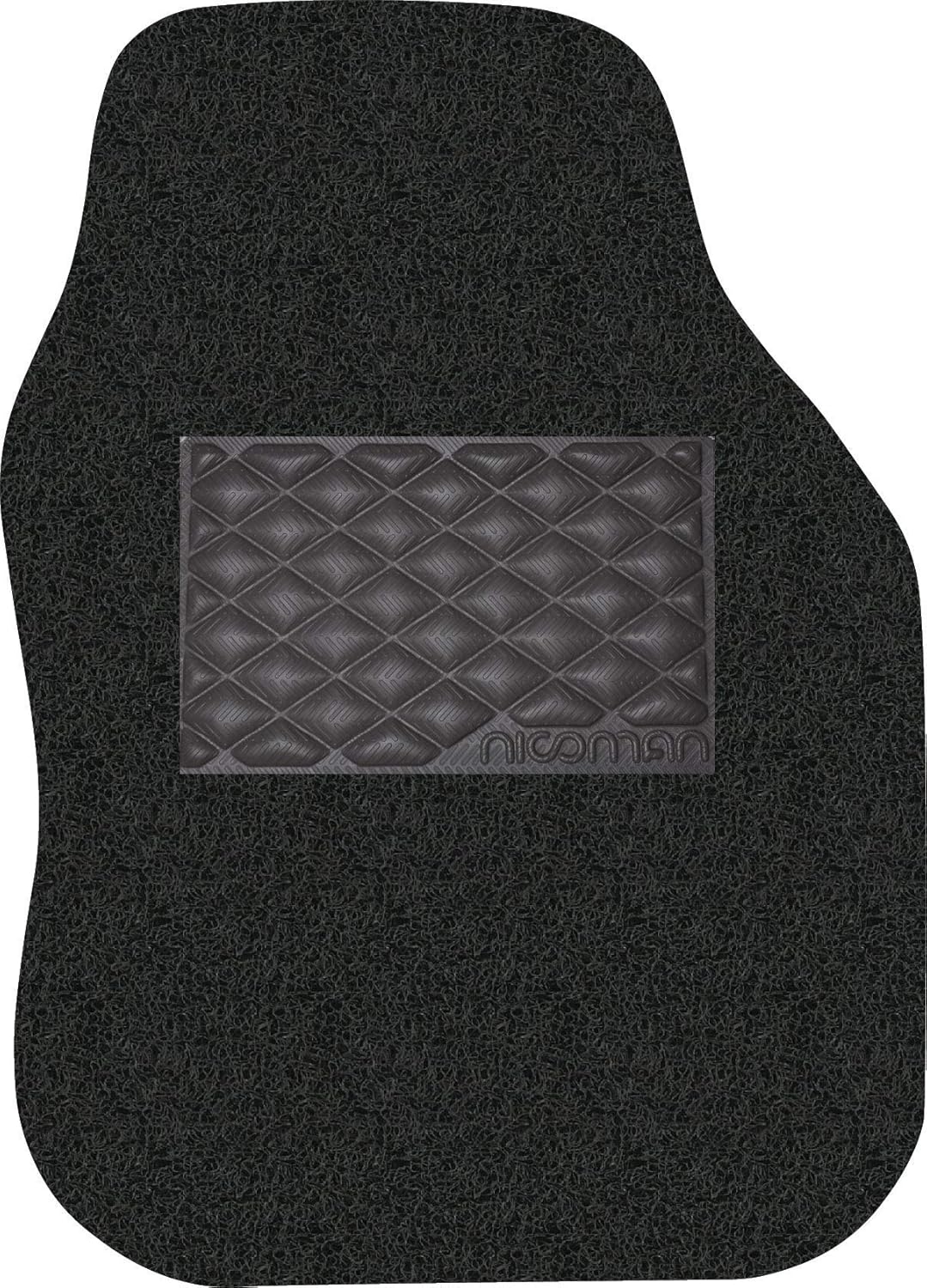 Nicoman UNI-1-CUT-BK-RIGHT All- Weather Spaghetti Coiled PVC Vinyl Loop Gecko Backing Anti-Slip Universal Car Floor Mat(Black, Driver Side 1-Piece), Opt1-BLACK, Opt1-Driver