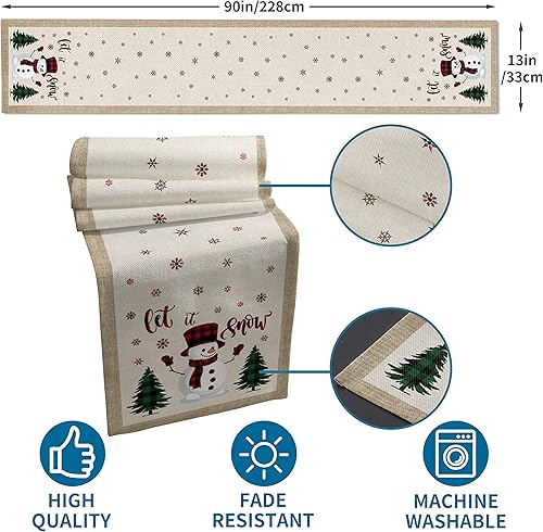 Miniatura 3 de Engfa Camino de mesa de Navidad muñeco de nieve para árbol de Navidad camino de mesa de arpillera de invierno vacaciones cocina decoración de mesa