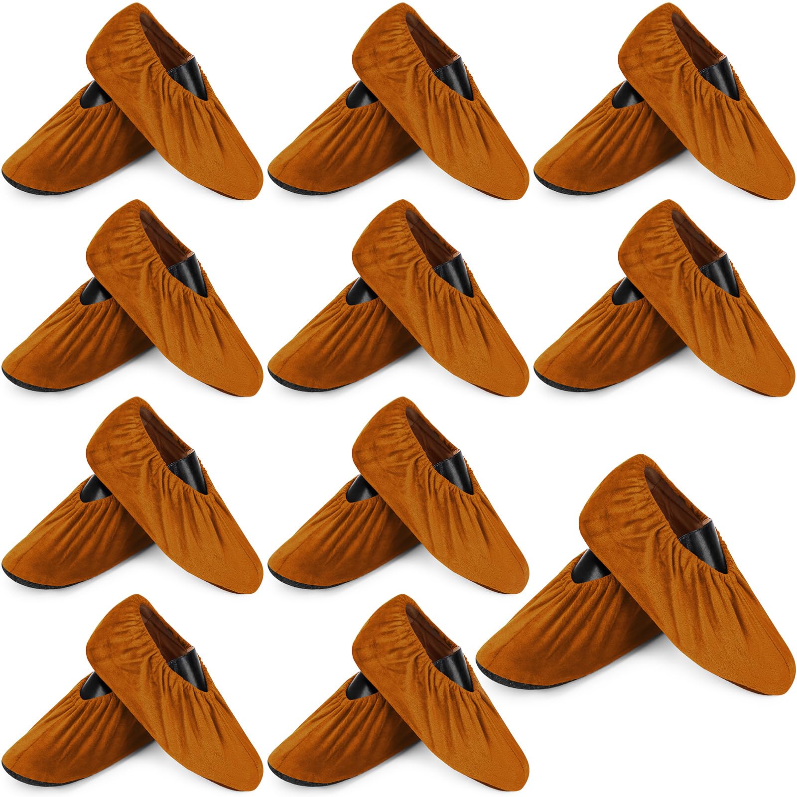 JaGely 11 Pair Reusable Cloth Shoe Covers for Indoors, Light Brown