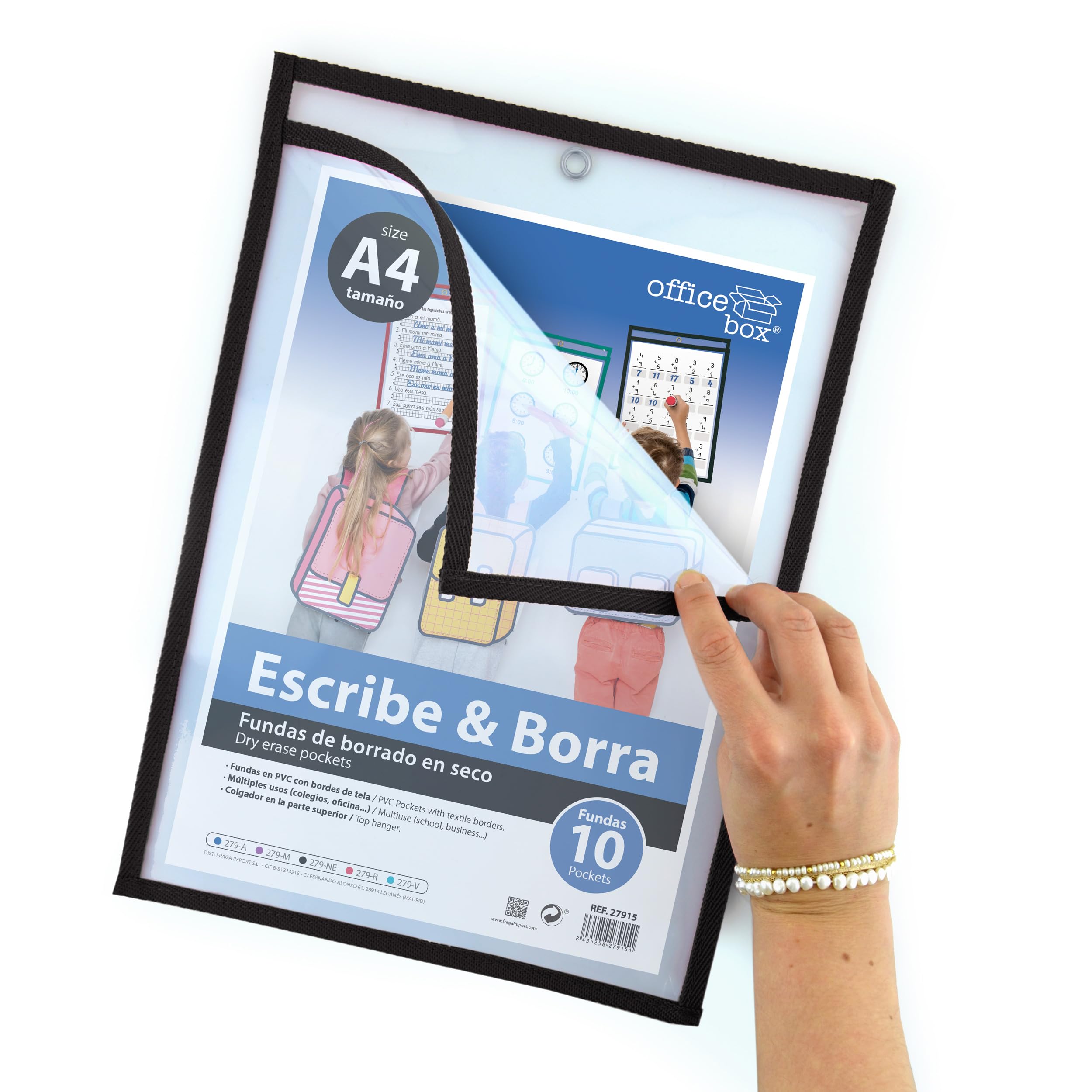 10 Trockenlösch-Pockets A4/Folio – Wiederverwendbar, Mit Metallring, Für Notizen & Lernen