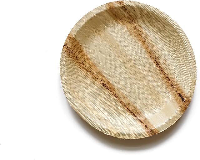 DISPOSABLE GREEN® | 25 CM ROUND PLATES | 25 PCS| PALM LEAF PLATES | COMPOSTABLE, BIODEGRADABLE, ECO FRIENDLY | 25 PCS