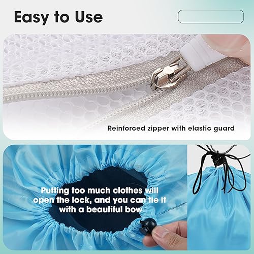 Miniatura 6 de 1 bolsa de lavandería de viaje XL, organizador de ropa sucia. 5 bolsas de malla para ropa delicada con cremallera de alta calidad, bolsa