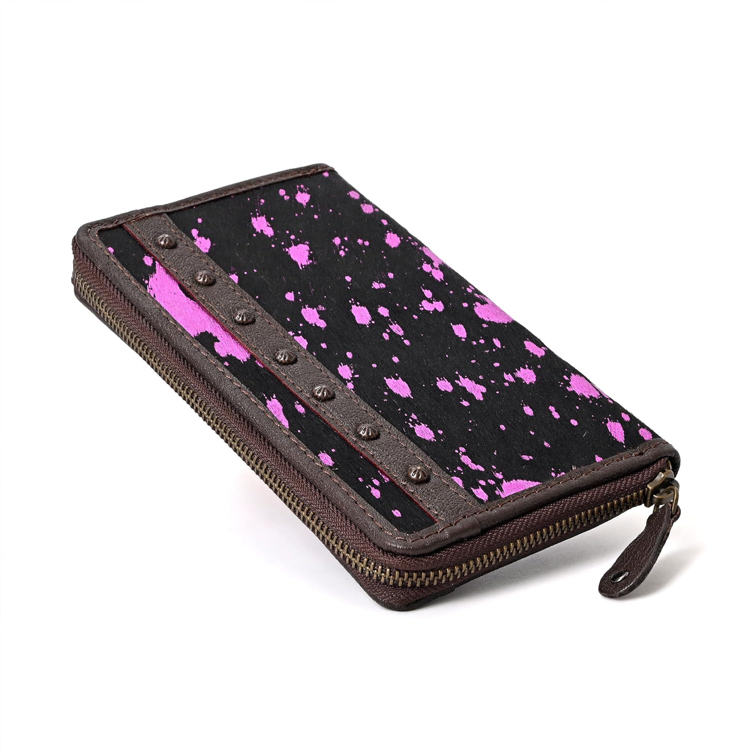 Merbaa Women's Ladies Cowhide Leather Wallet, Zip Around Wristlet Clutch Wallet for Women