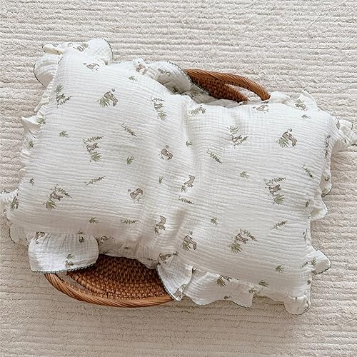 Vista 242 de BuLuTu Funda de almohada de muselina de algodón para niños pequeños, tamaño estándar, estampado de flores de Galsang, suave funda de almohada