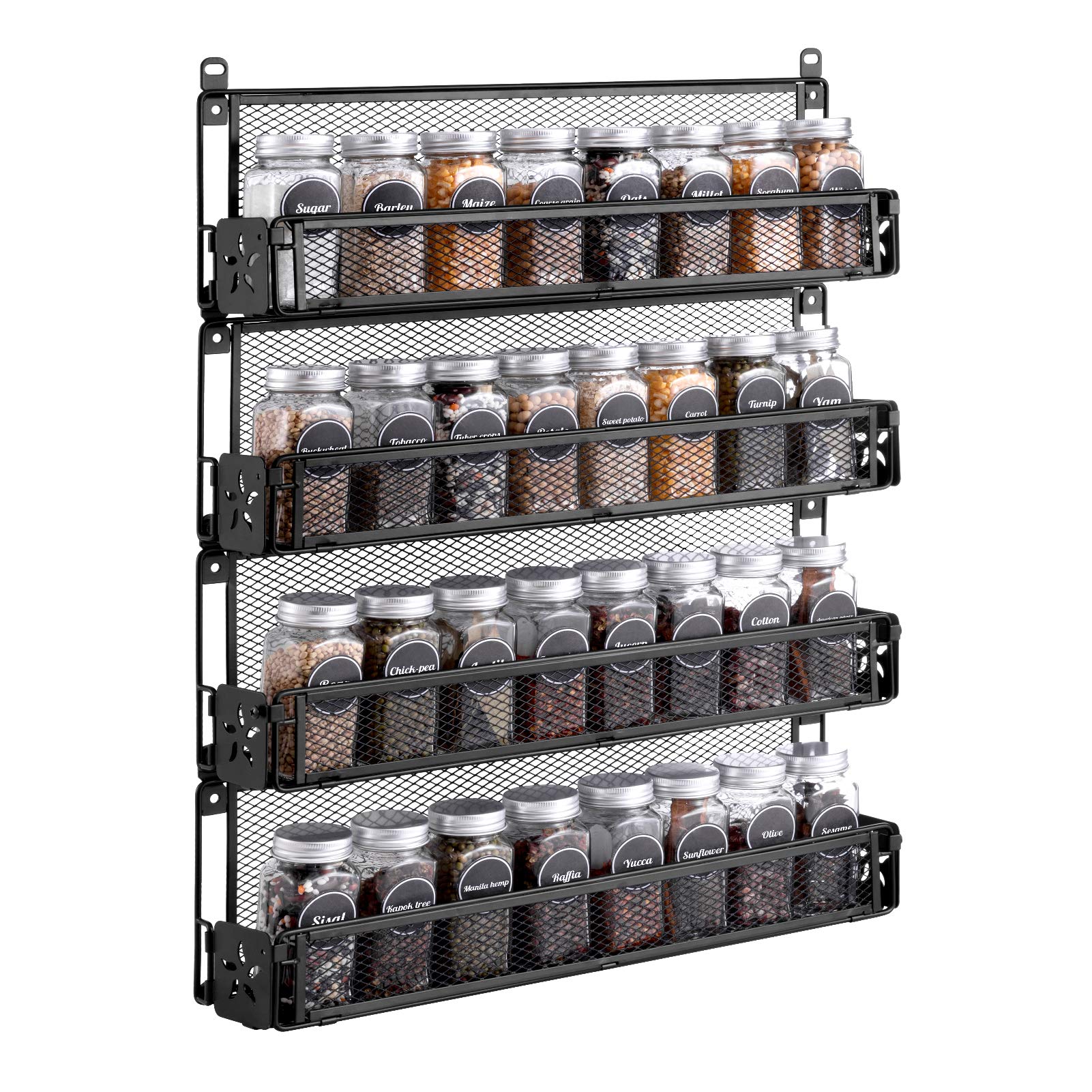 Oyydecor Spice Rack Organizer Wall Mounted 4-Tier Stackable Counter-top or Wall Mount Spice Rack Spice Shelf Storage Racks,Great for Kitchen Household Items,Bathroom and More