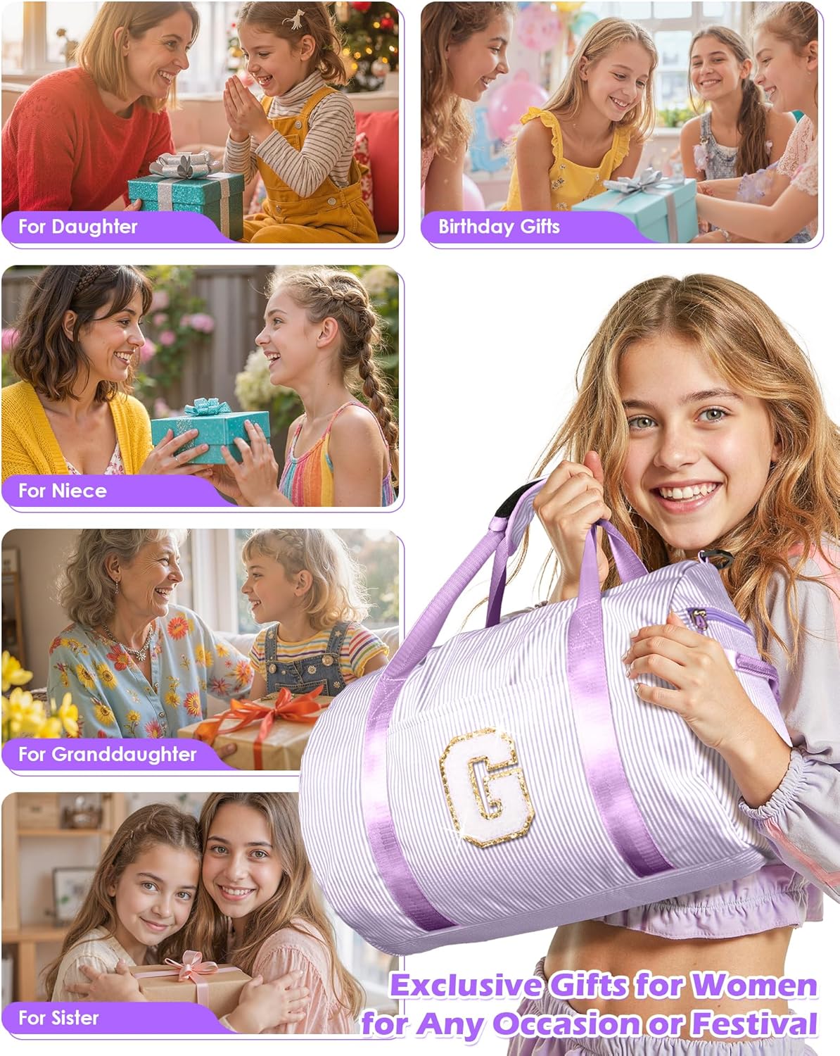 Valentines Day Gifts-Gift for Teenager, Girls Travel Duffle Bag, Kids Overnight Duffel Bags with Shoe Compartment, Dance Bag with Cosmetic Pouch, Teen Girl Gifts Trendy Stuff (Letter A) - Image 3