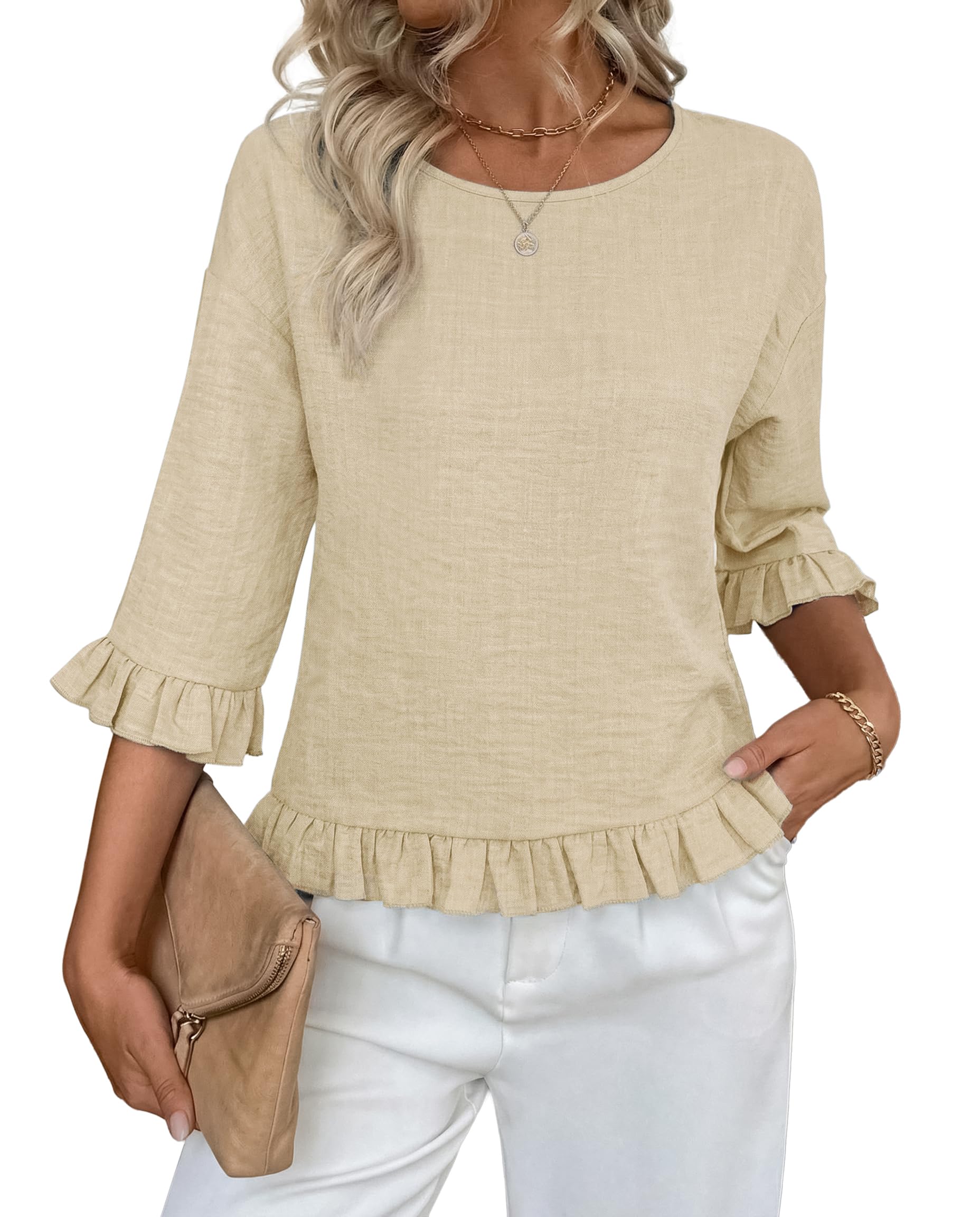 Siliteelon Womens 3/4 Sleeve Top