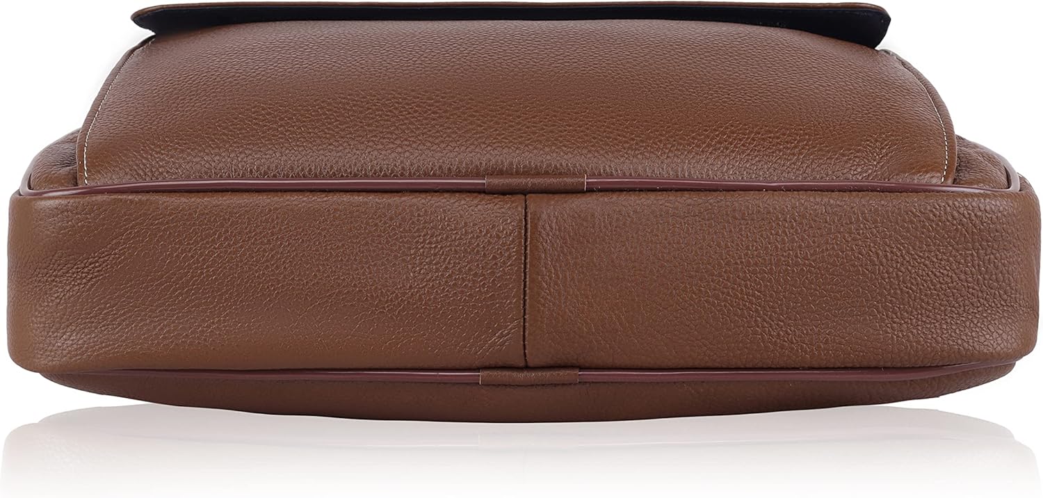 WildHorn Leather 15 inch Laptop Messenger Bag for Men I Adjustable Strap I Front Pocket I 2 Carry Handles, Walnut, Contemporary