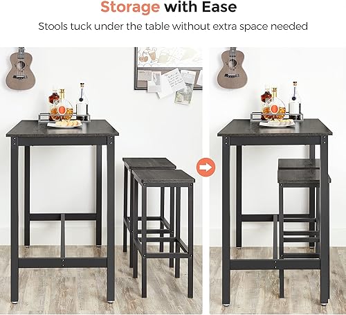 Miniatura 27 de VASAGLE Taburetes de bar, juego de 2 sillas de bar, marco de acero, 25.2 pulgadas de alto, para cocina, comedor, fácil montaje, diseño industrial,