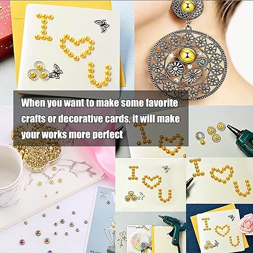 Miniatura 4 de YAKA 3000 unidades, 1 caja de 7 tamaños de 2.5345680.394 in, parte trasera plana, cuentas de cabujón de perlas sueltas para manualidades, álbumes de