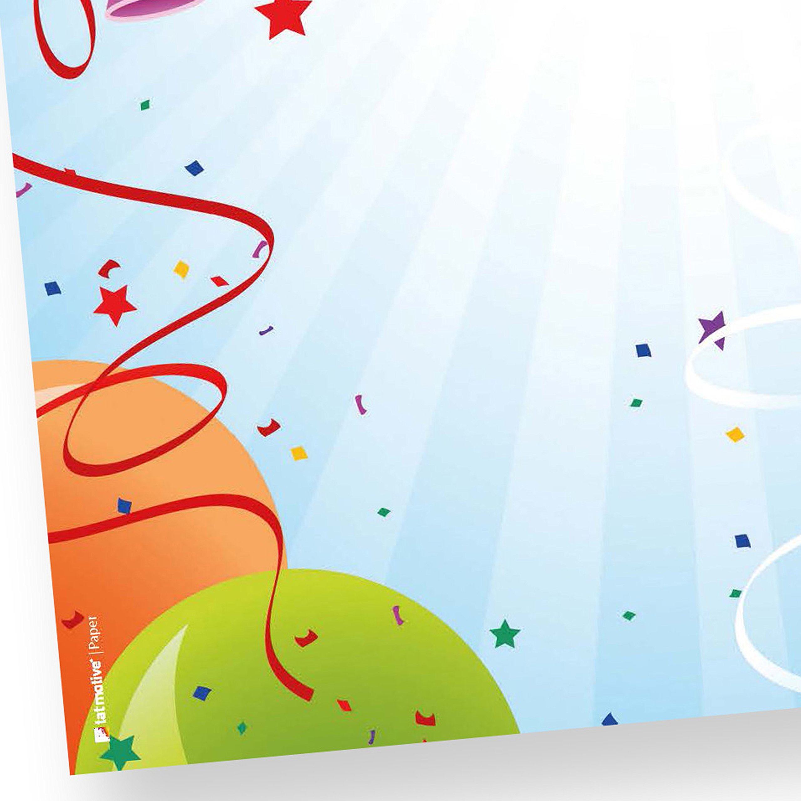 TATMOTIVE Briefpapier Geburtstag Luftballons, 1000 Blatt DIN A4 | Beidseitig buntes Motivpapier, hochwertige 90g/qm Qualität mit Falzmarke, perfekt für Einladungen