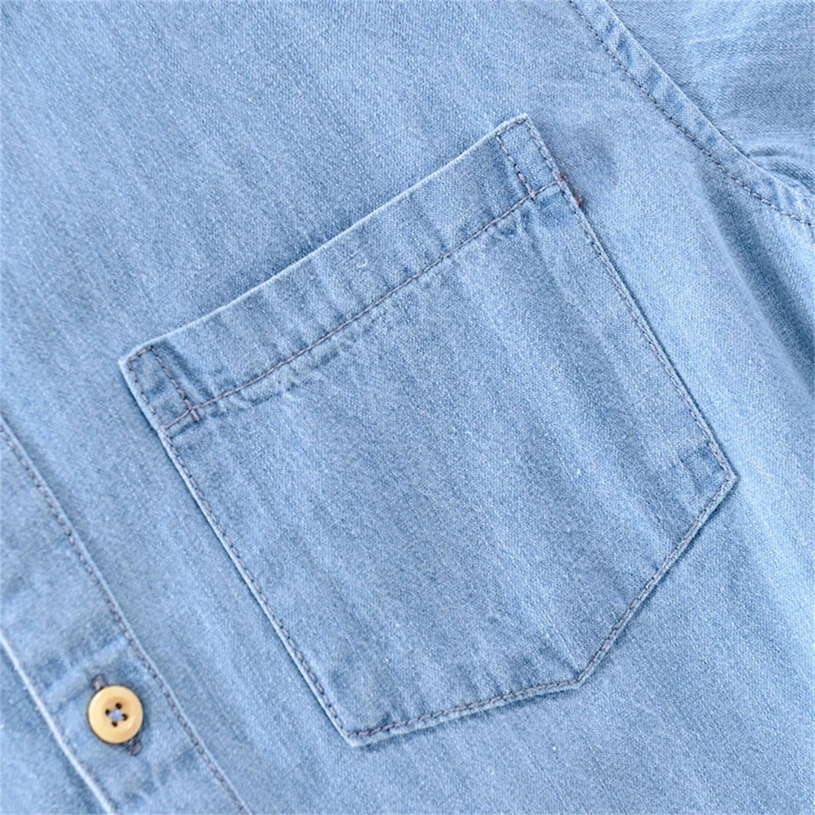 Camicia da uomo in denim sottile a mezza manica casual top allentato alla moda bella camicia a maniche corte in denim a maniche corte