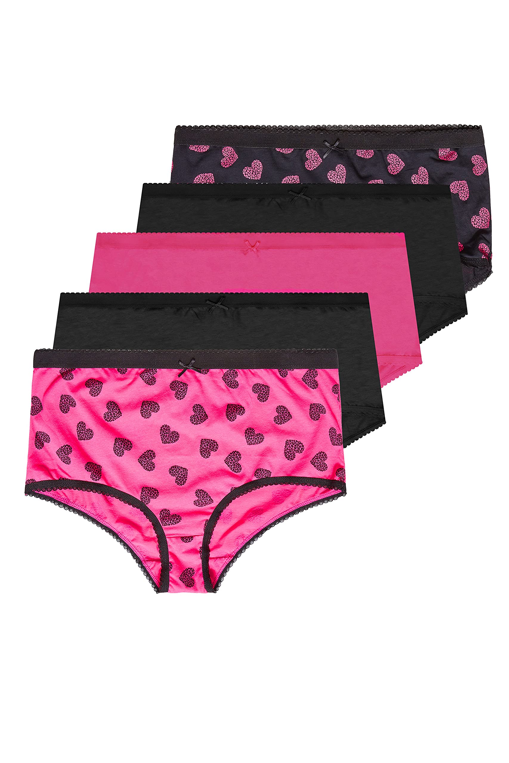 5 Pack Curve & Bright Pink Butterfly Print Full Briefs - Women's - Plus Size Curve