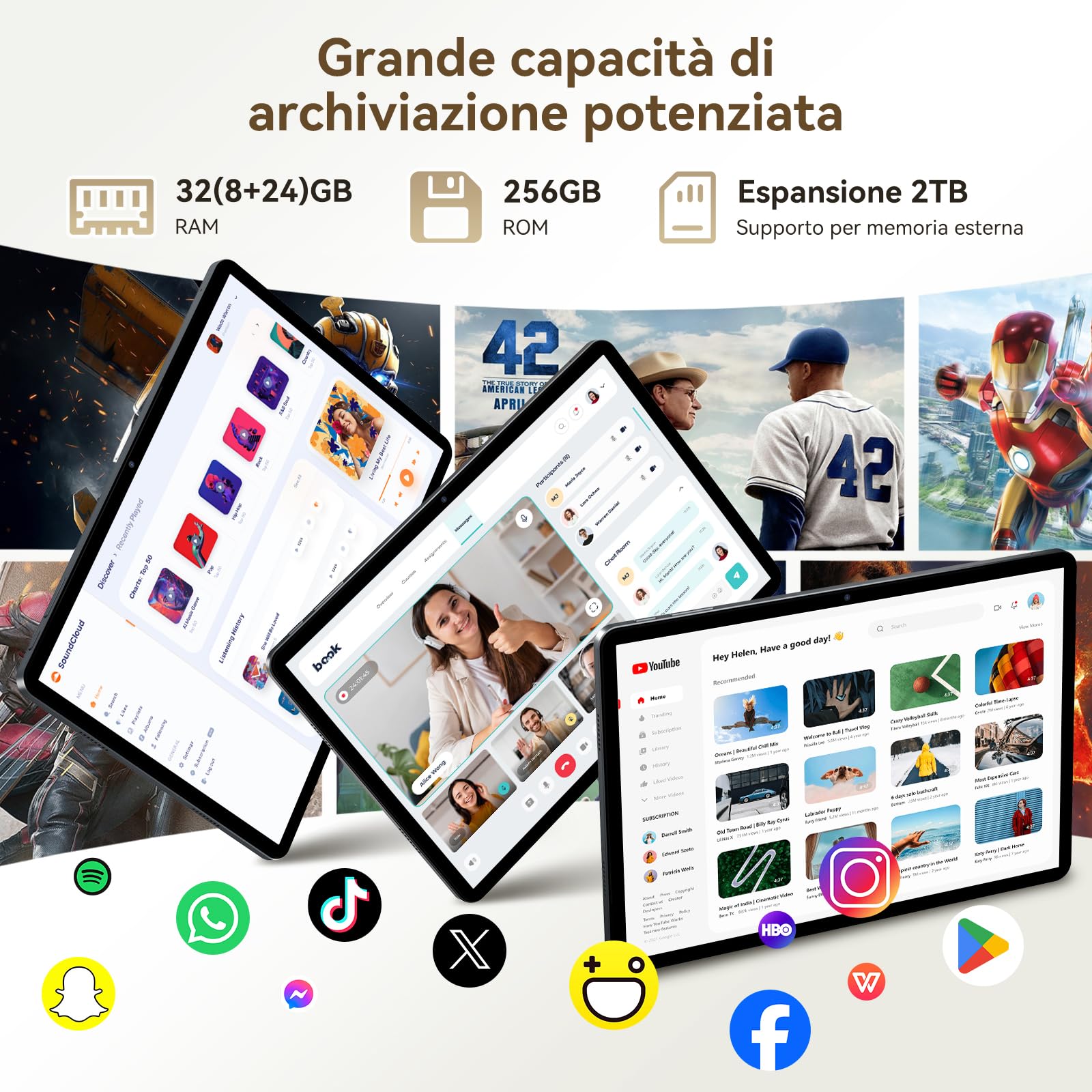 TABWEE T12Pro Android 16 Tablet con Tastiera, 2.8K QHD+, Helio G100 | Tablet 11 Pollici in Offerta con Sim, 32 GB RAM+256 GB ROM, 8000 mAh, 13 MP+8 MP, Widevine L1, Gemini AI (Garanzia di 4 Anni)
