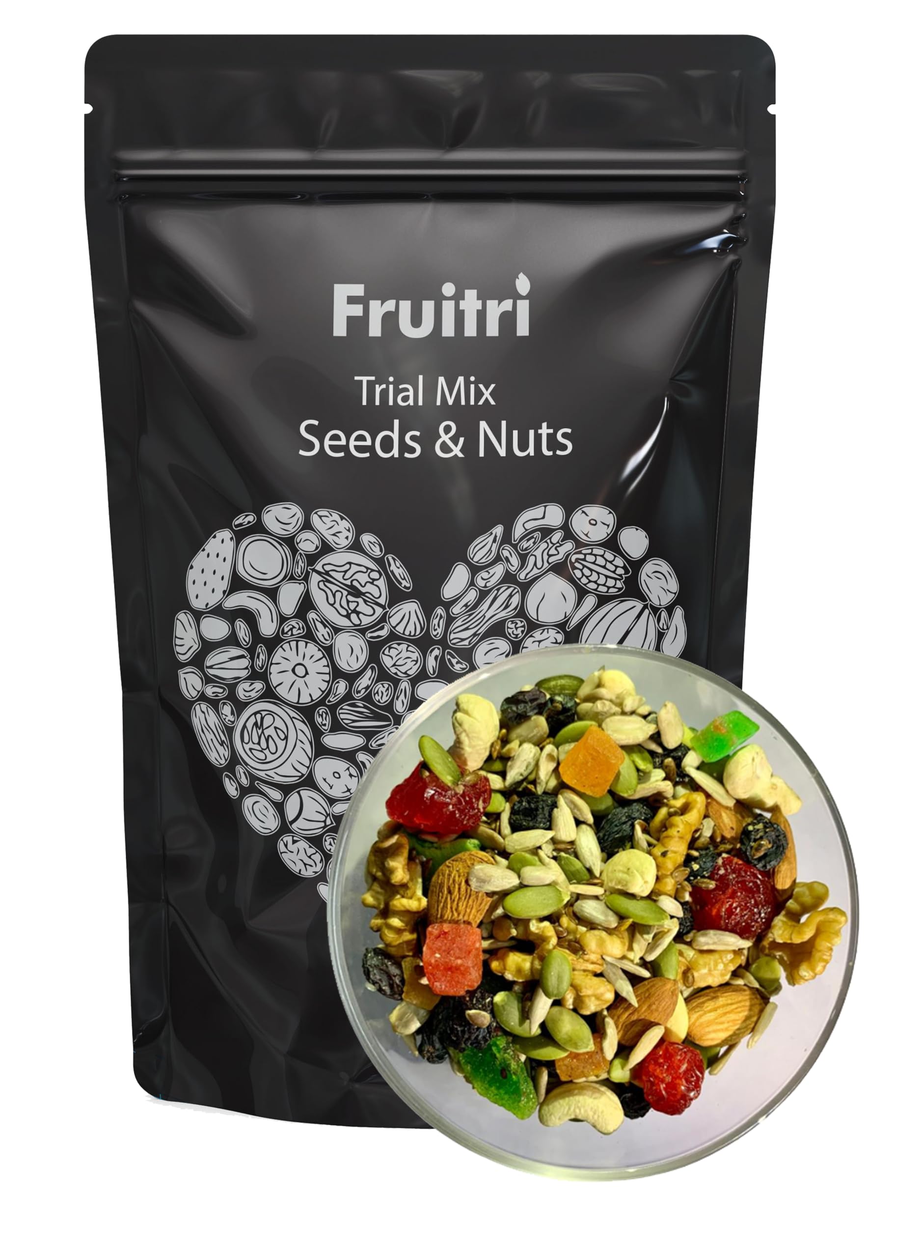 Fruitri 100% Natural and Premium Healthy Trail Mix 1 Kg - Almonds | Cashew | Walnut | Black Raisins | Red Berry | Fruit Cocktail | Pumpkin | Sunflower | Flax Seeds | Nuts and Dry Fruits-image-6