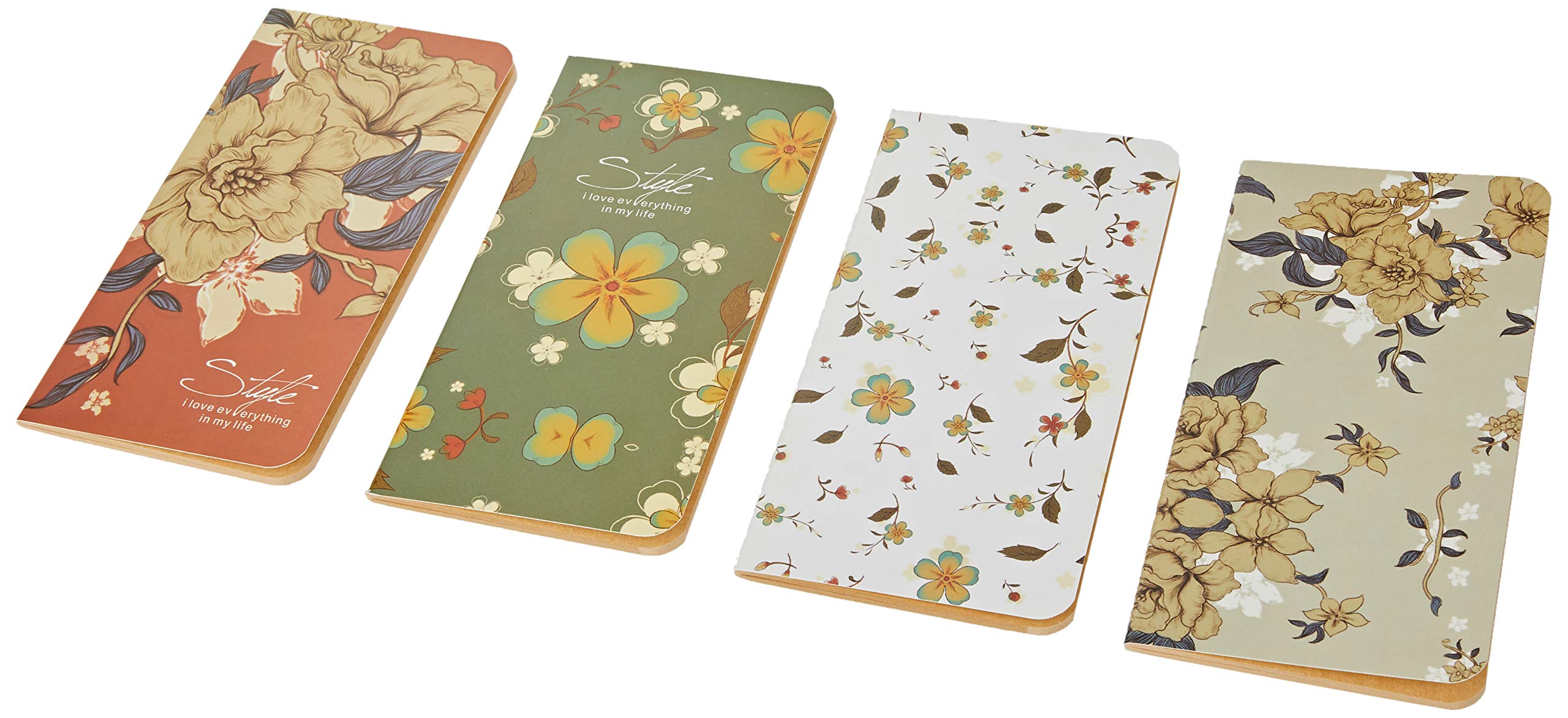 Mopec 9 x 17 cm 4 Assorted Flower Books, Pack of 4, Floral Print, One Size, 4