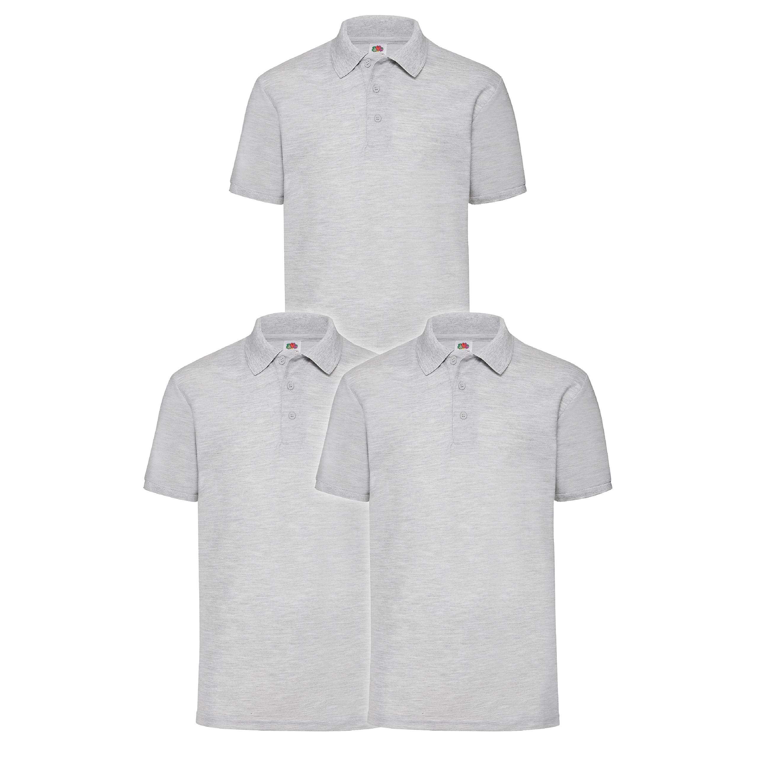 Fruit of the Loom Men’s Polo Shirt, Pack of 3 - Grey - XXX-Large