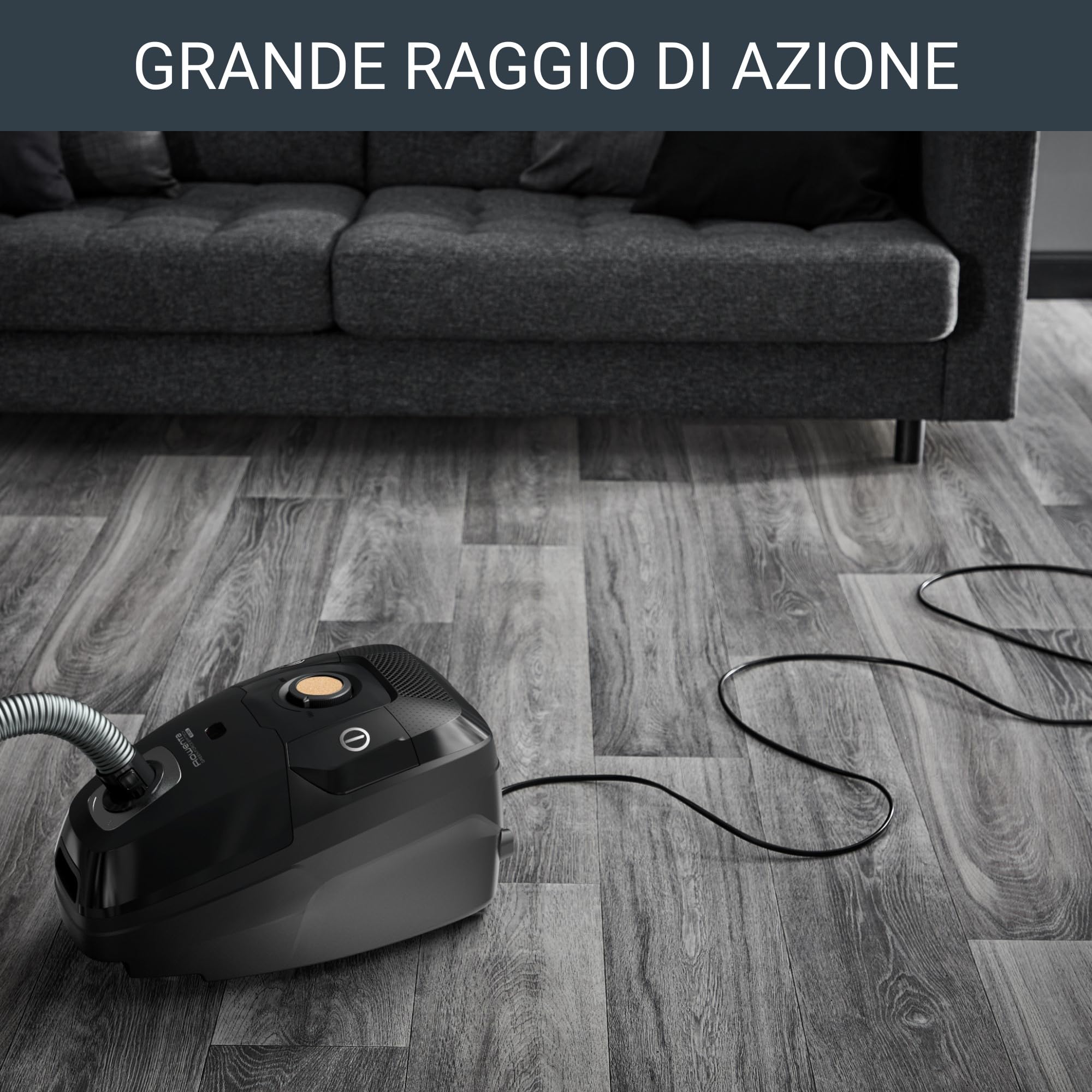 Rowenta RO6189EA Green Force Effitech, Aspirapolvere a Traino, 4,5 L, 400 W, 64 dB(A), Motore Effitech, Design Compatto, Potente, Silenzioso e Ecologico, Filtro Hepa, 6 Accessori Inclusi