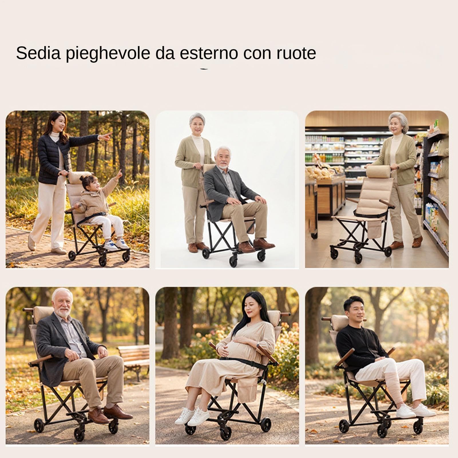 Sillas De Transporte Para Mayores Scooter De Movilidad Reclinable Y Sentado | Silla Viaje Plegable Alta Capacidad Carga Mayores Adultos Discapacitados Exterior Playa Viaje