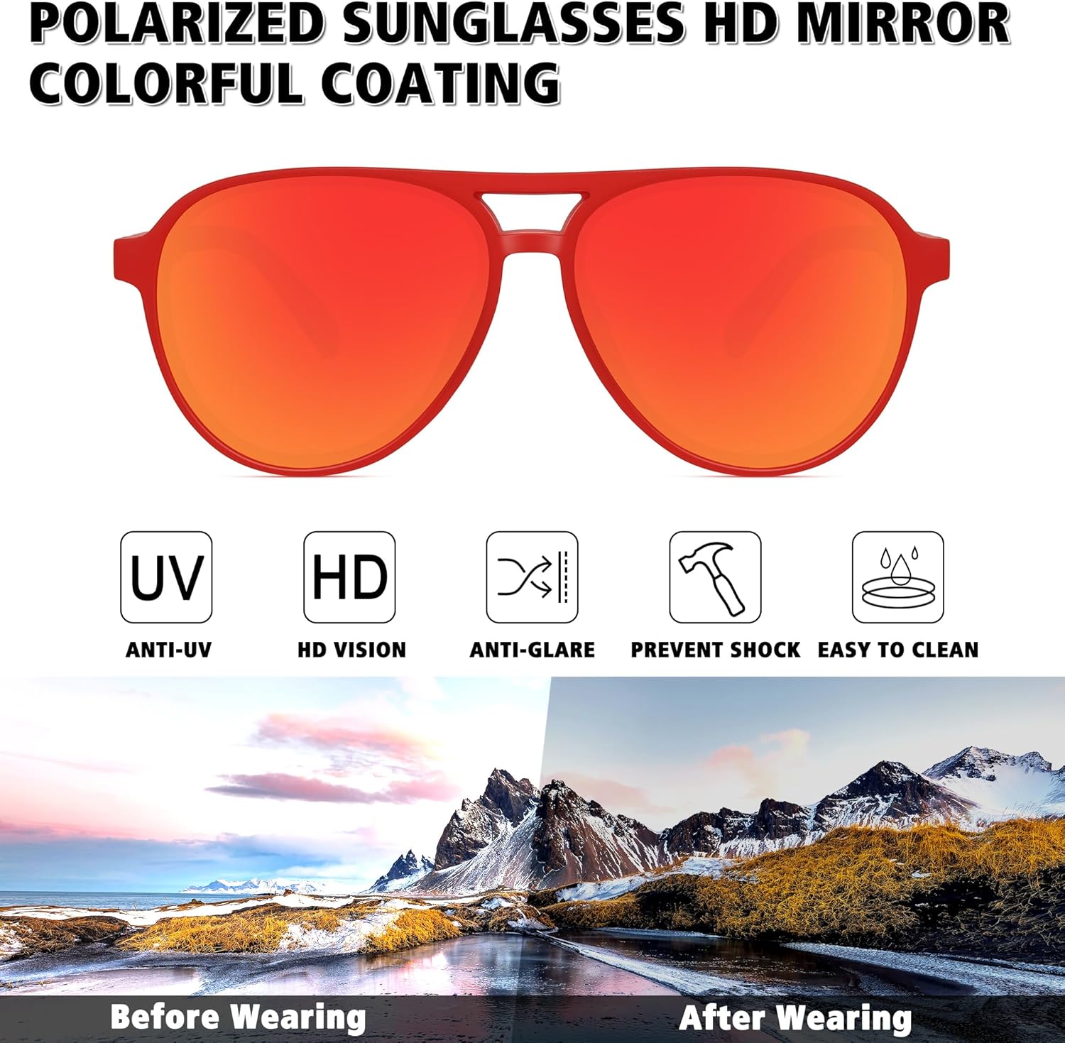 STORYCOAST Polarized Aviator Sunglasses for Men Women Classic Retro Aviators Sports Driving Running Sun Glasses