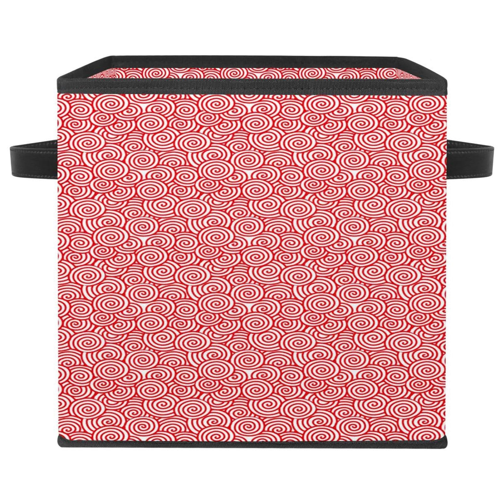 Boîte de rangement cube pliable tissu rouge avec poignée pour placard chambre maison jouets