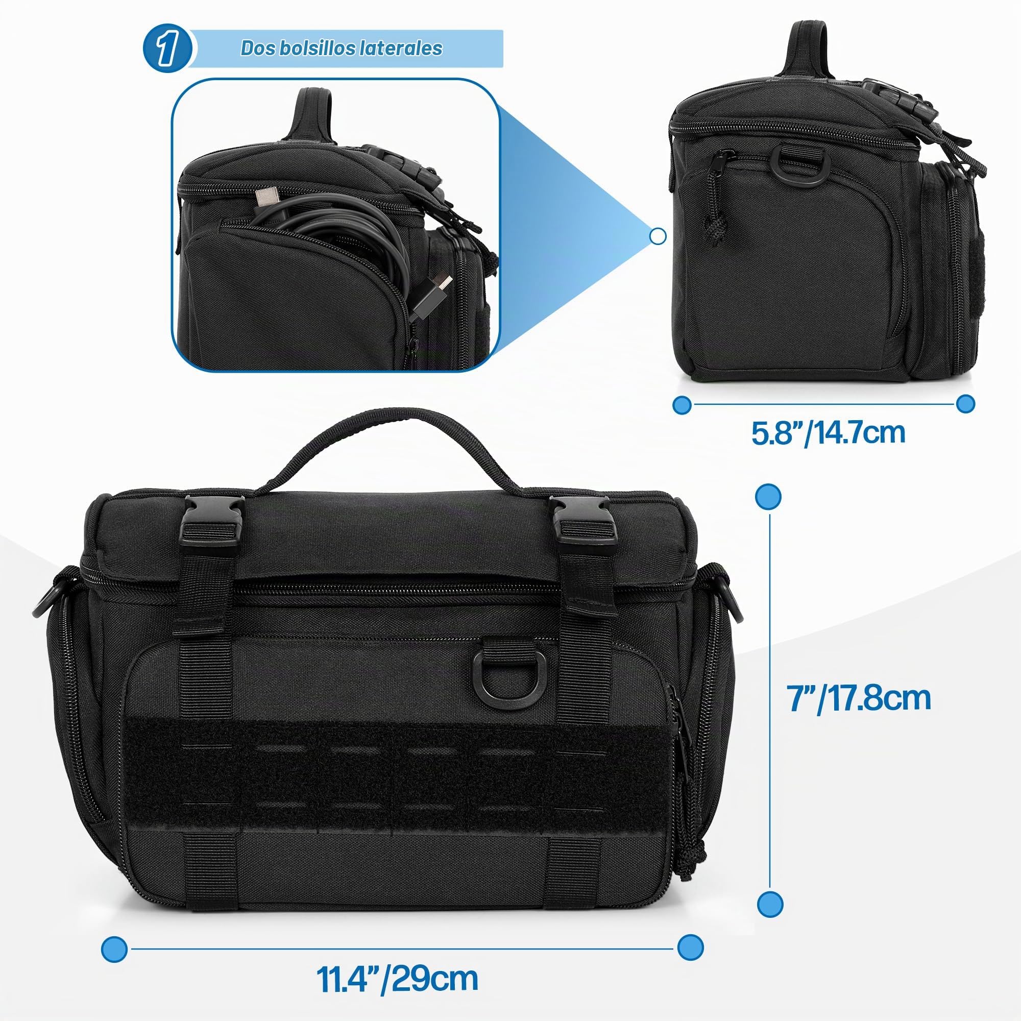 PGmoon Bolsa de Transporte Compatible con Nintendo Switch/Switch 2/ASUS ROG Ally, Bolsa Táctica con 18 Ranuras Compatible con Switch Game Card y Switch Dock Set, Adaptador de Corriente, Controladores