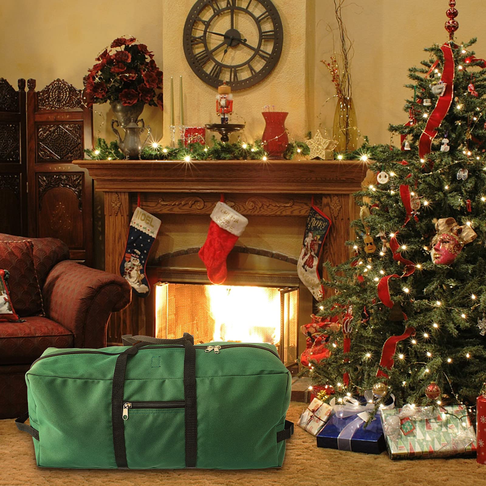 Betos Sac de rangement robuste pour sapin de Noël - Peut contenir jusqu'à 2,7 m - Avec poignées et fermeture éclair - En tissu Oxford résistant - 152,4 x 63,5 x 50,8 cm