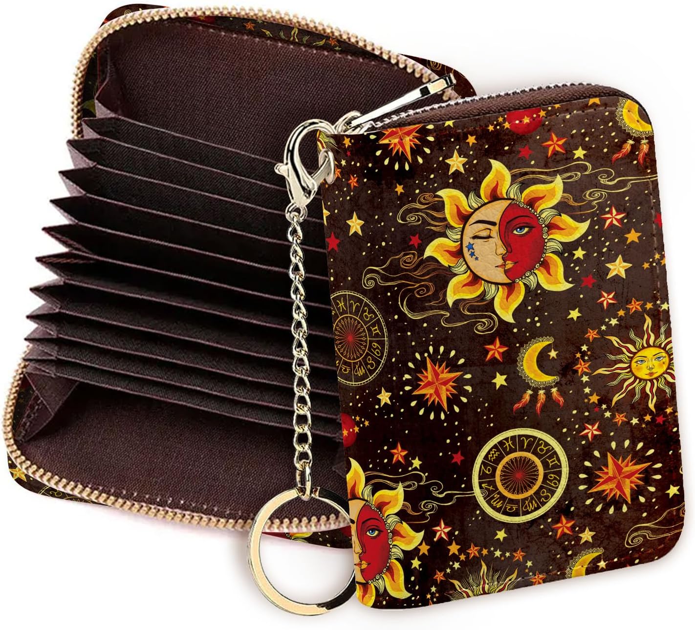 WIRESTER Leather Mini Purse Credit Card Holder Wallet, RFID Blocking Card Holder, Zipper Keychain Card Wallet Organizer Case