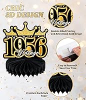 Vista 5 de 9 piezas de decoración de cumpleaños 70 para hombres y mujeres, centros de mesa de nido de abeja de feliz cumpleaños 70, decoración de mesa