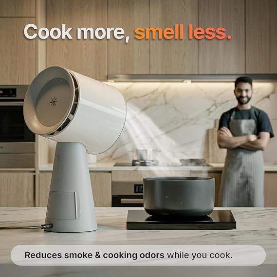 TUCO Portable Range Hood, Countertop Kitchen Exhaust Fan with 3 Speeds, 5-Layer Filter, Powerful Smoke Removal, Low Noise, Oil Cup, Air Purifier for Apartments, Dorms & Indoor BBQ Smokeless Grey