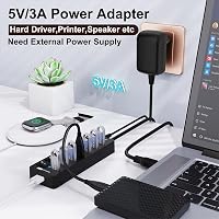 VEMONT 7 portos USB 3.0 hub aktív tápegységgel és intelligens töltőporttal 2