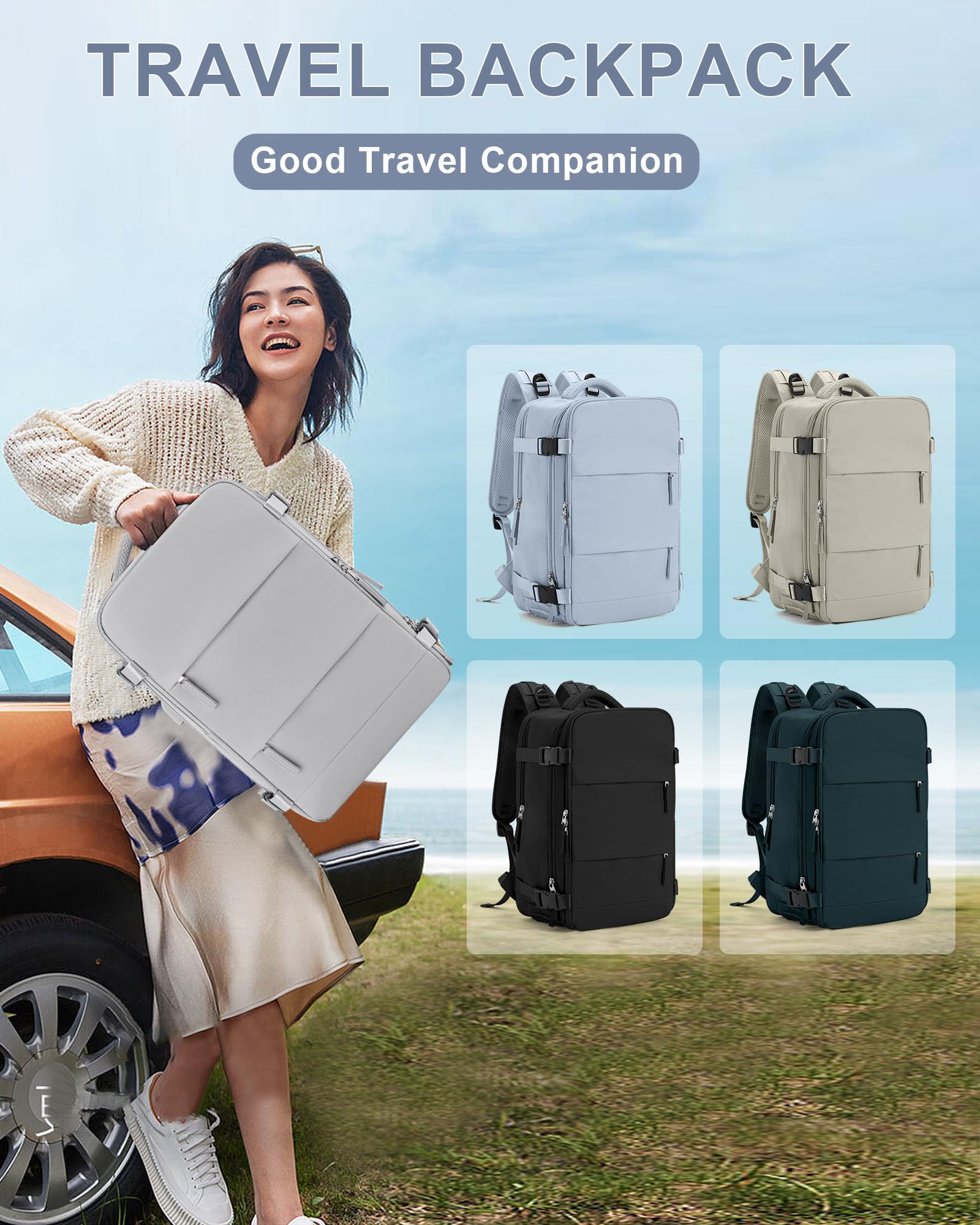 BJLFS Borse da Cabina per Ryanair 40x20x25 Bagaglio a Mano Zaino Borsa Zaino da Viaggio, Zaino da trekking,Zaino Easyjet 45x36x20,Zaino Casual per laptop da 14 pollici per scuola