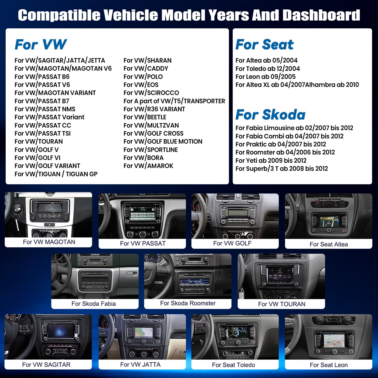 2+64G CAMECHO Android 15 Carplay Autoradio pour VW Golf 5 6 Polo 5 T5 Skoda Passat B6 B7 Seat, Nav sans Fil Android Auto, 7" Radio pour Golf 5 WiFi Bluetooth Lien Miroir FM/RDS +Caméra de Recul