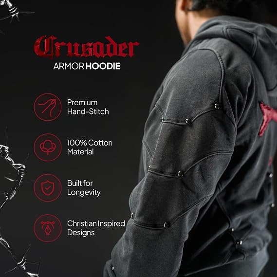 SAINT KAIZEN Crusader Armor Hoodie - 420 GSM Sweatshirt with Raw