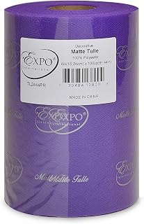 Expo International Decorative Matte Tulle, Spool of 6 Inches X 100 Yards, Polyester-Made Tulle Fabric, Matte Finish, Lightweight, Versatile, Washable, Easy-to-Use | Purple