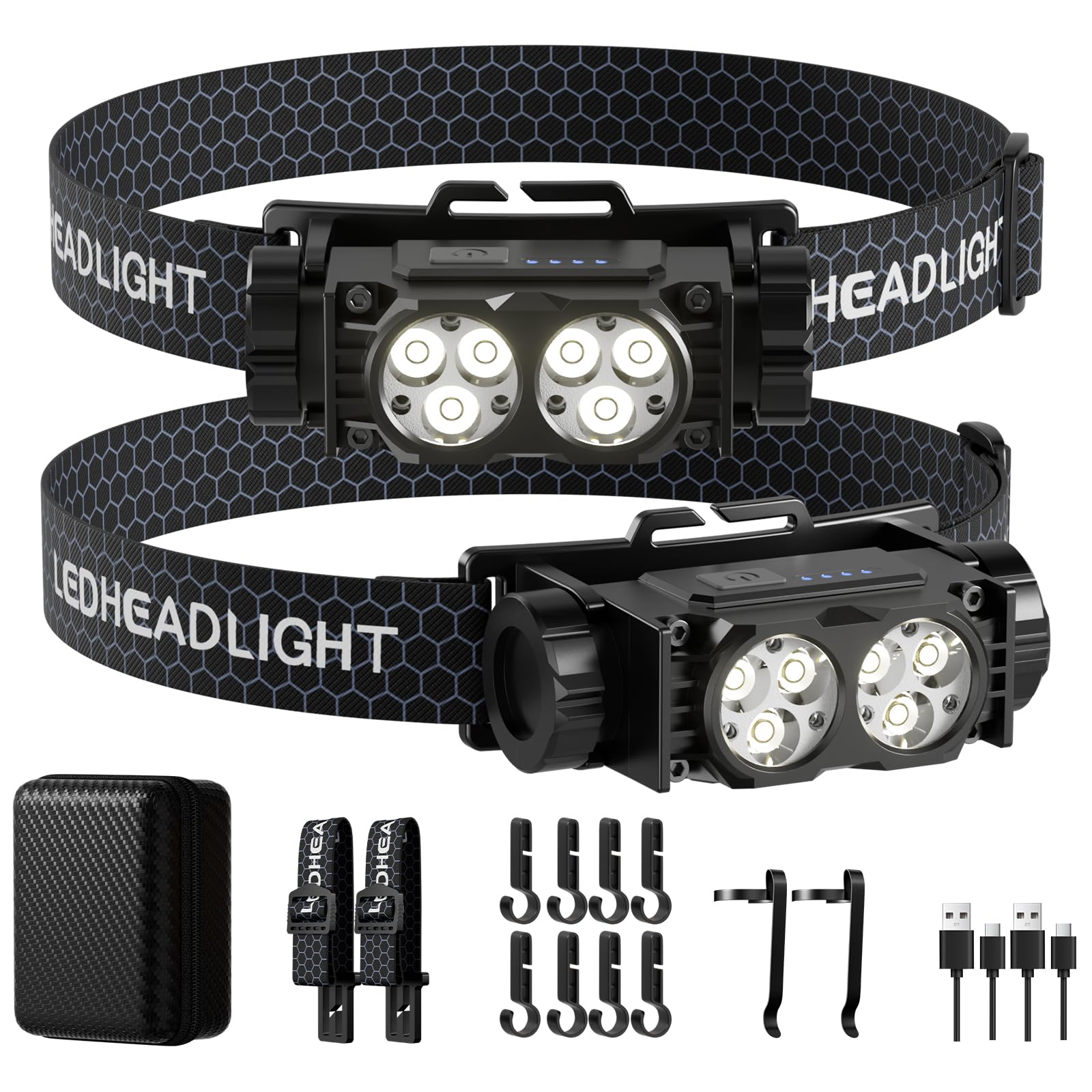 Amazon.com : Headlamp Rechargeable 2PCS,4500L Super Bright Light