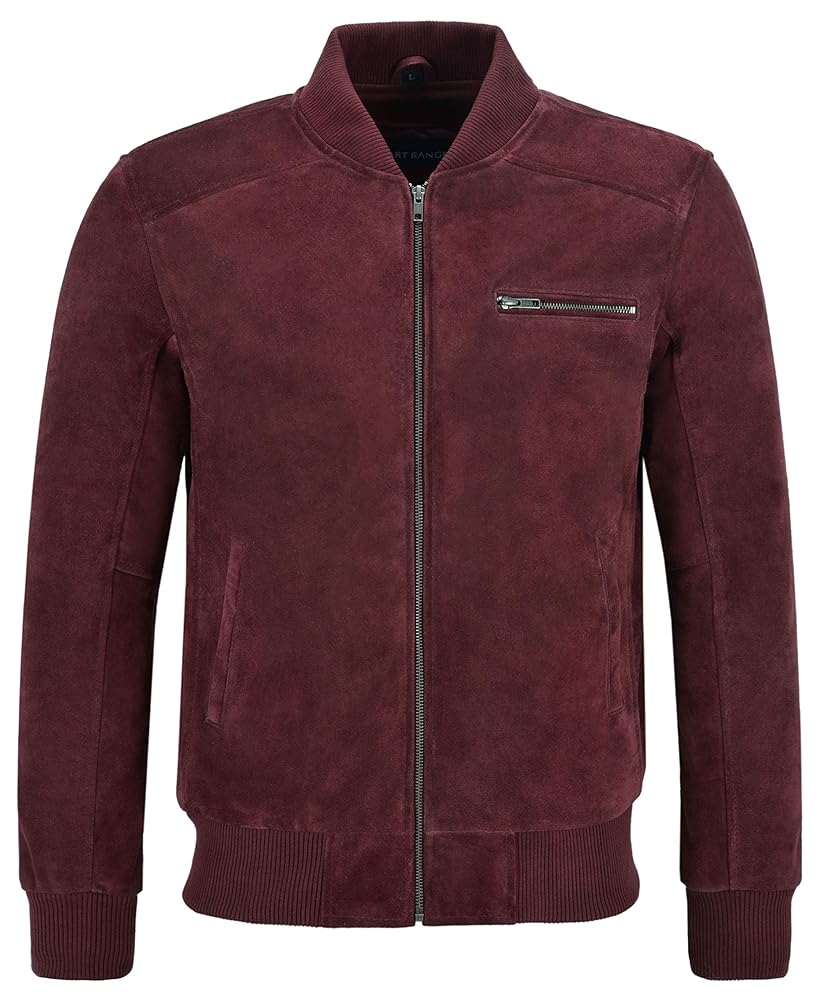 70'S Bomber Real Leather Jacket Cherry Suede Classic Retro