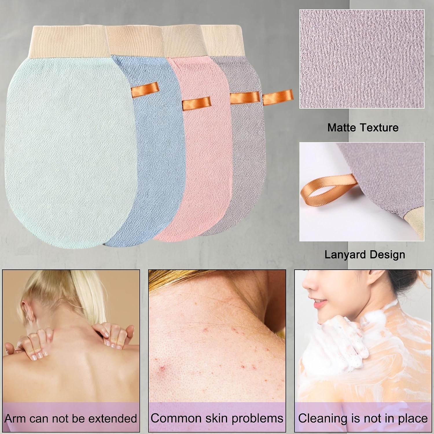 Exfoliating Bath Gloves for Shower Men and Women (4PCS) image 5