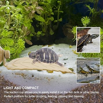 Yellow Acrylic Turtle Climbing Platform for Aquarium and Fish Tank Leaf Shaped Turtle Docking Platform Easy to Clean for Rest and Climb