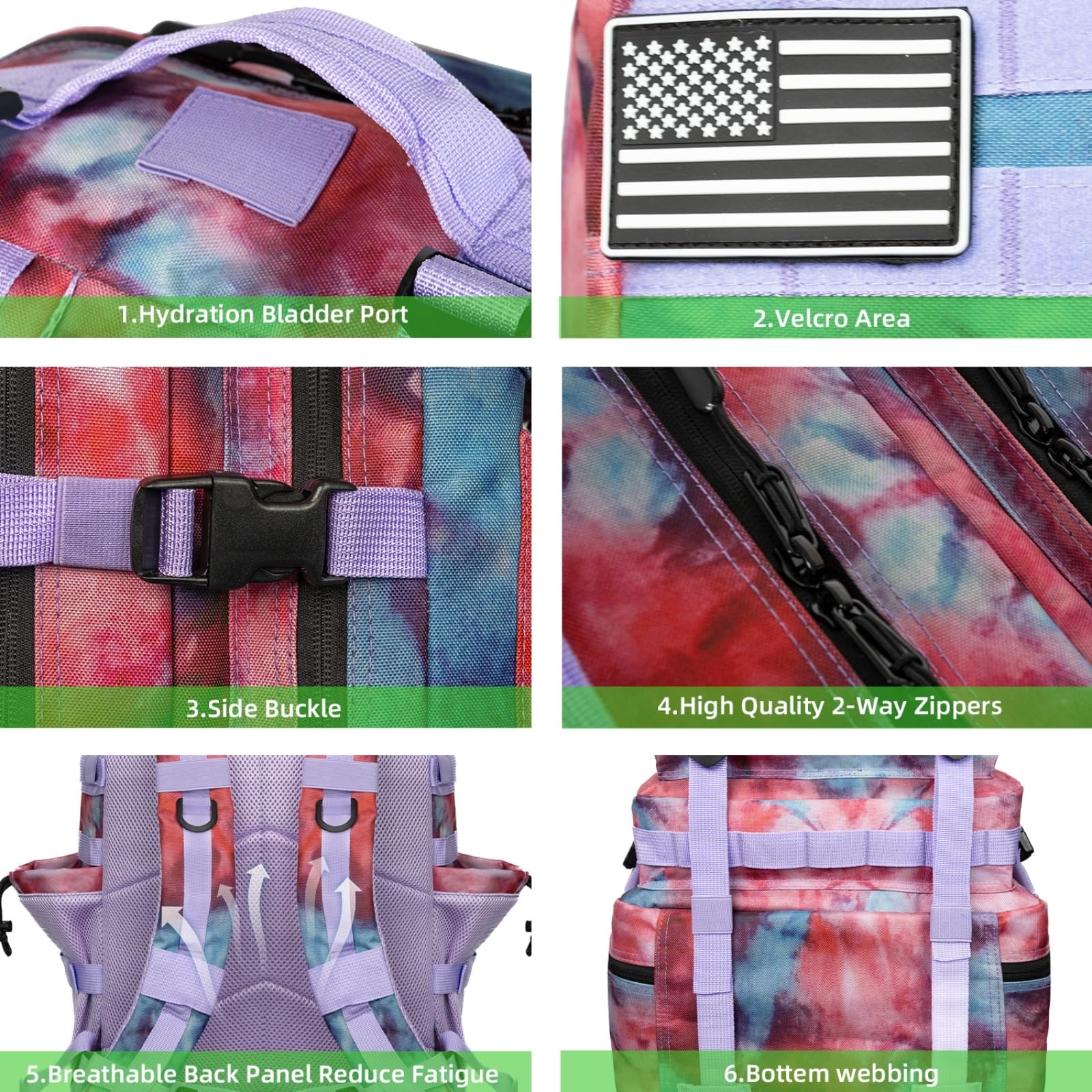 Mochila Táctica Militar Mochila 55L del Ejército Bolsa de Asalto Molle Mochila de Senderismo (Camuflaje nebulosa)
