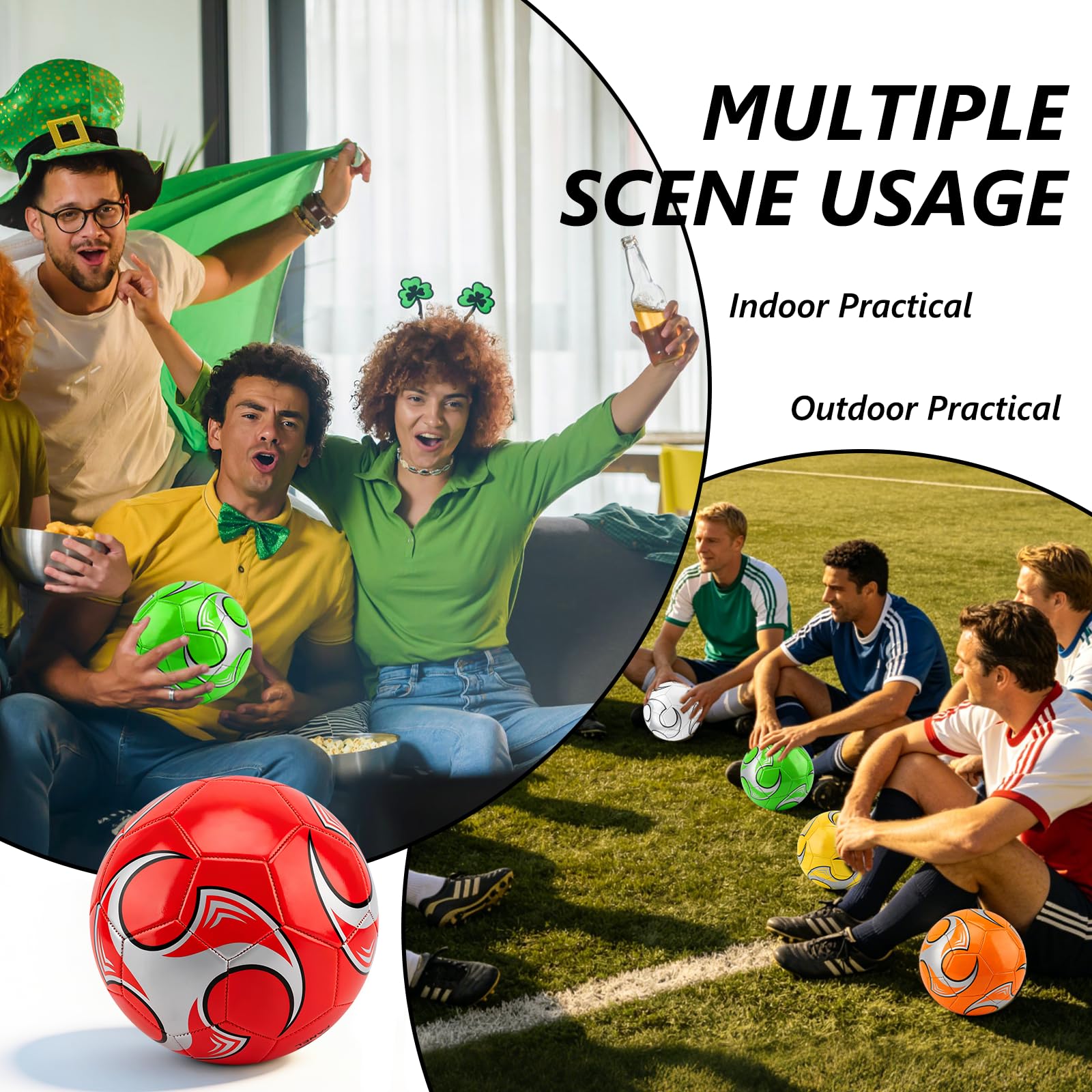 SIKEMAY 6 Packungen Fußballbälle mit Pumpnadeln, für Erwachsene, Herren, Training, Teenager, Fußball, offizielle Größe 5, Indoor-Outdoor-Sport, Wettbewerb, Fußball, christliche