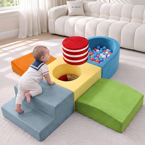50% off promo code for BlueWood Foam Climbing Blocks for Toddlers, 7-Piece Baby Soft Play Set on Amazon